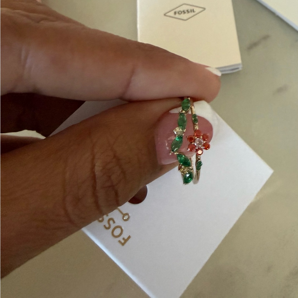 Fossil Green And Red Stone Earrings 55$